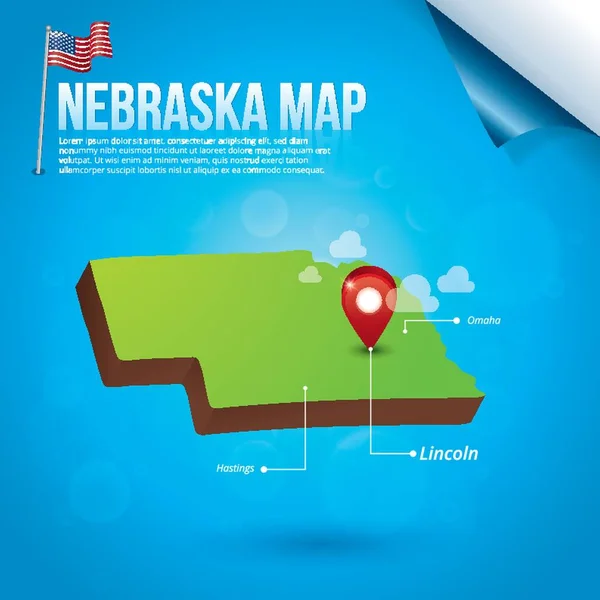 Mapa Del Estado Nebraska — Vector de stock