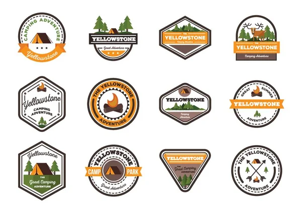 Conjunto Etiquetas Yellowstone — Archivo Imágenes Vectoriales