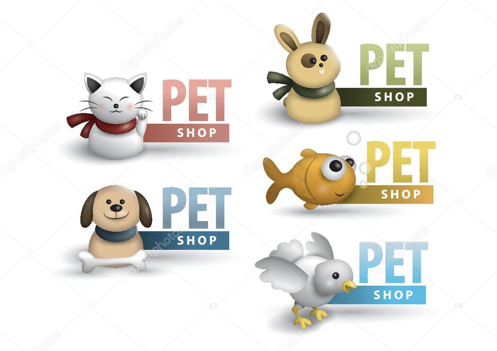 Collection of pet shop labels