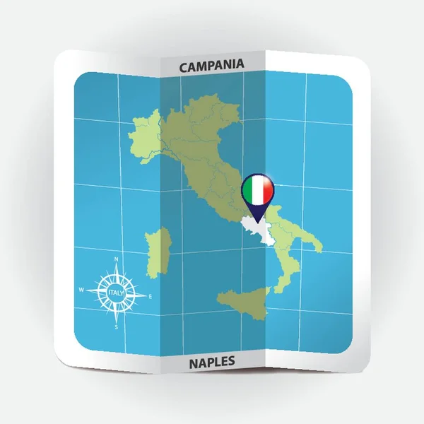 Olaszországi Campaniát Jelölő Térképmutató — Stock Vector