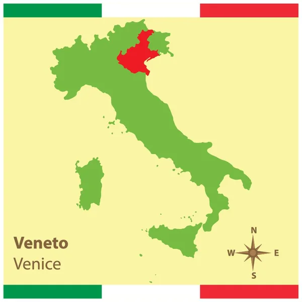 Veneto Italia Mapa — Vector de stock