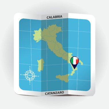 İtalya haritasında calabria 'yı gösteren harita işaretleyici