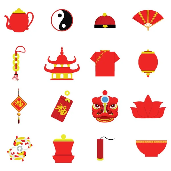 Çin Ikonları Koleksiyonu — Stok Vektör