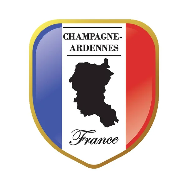 Şampanya Ardenne Harita Etiketi — Stok Vektör