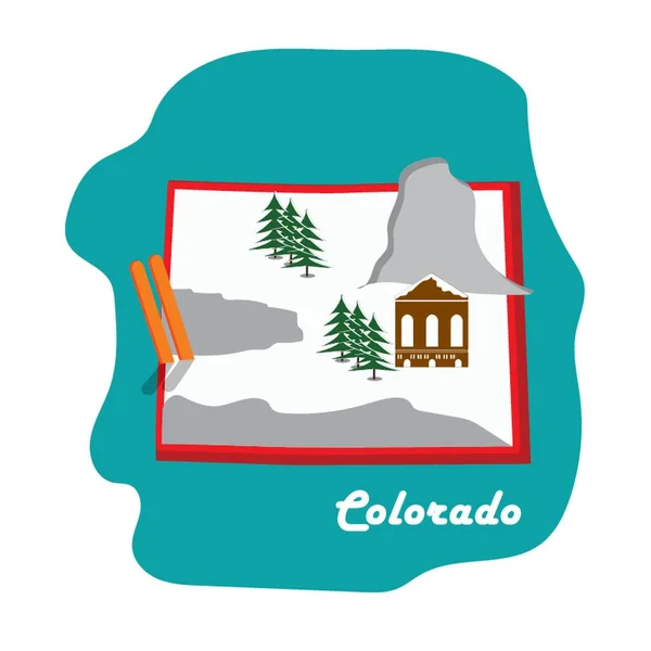 Colorado Staatskaart Met Skigebied — Stockvector