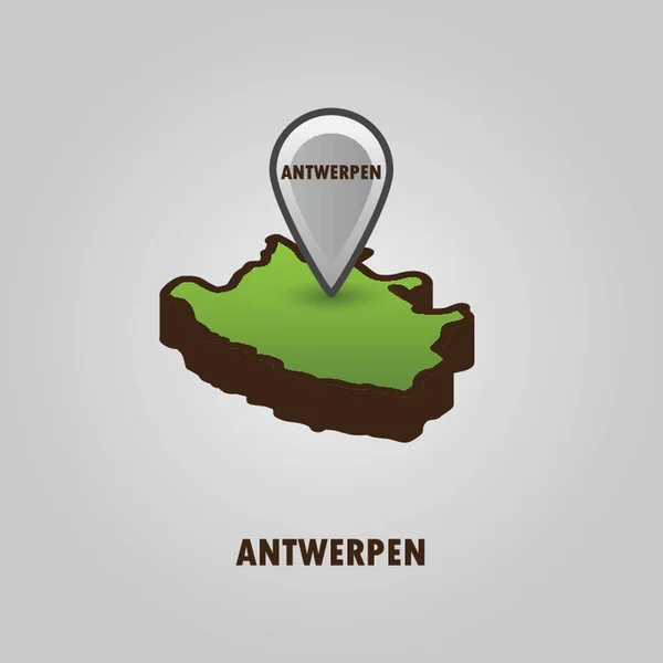 Mapa Ponteiro Indicando Antwerpen — Vetor de Stock