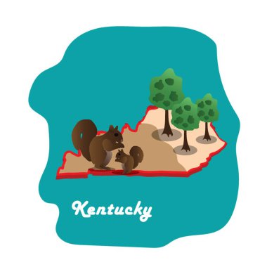 Gri sincaplı Kentucky eyalet haritası