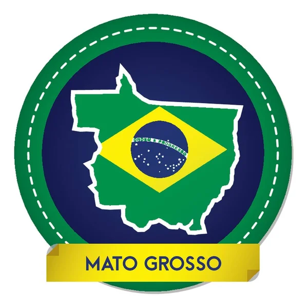 Mato Grosso Mapa Adesivo —  Vetores de Stock