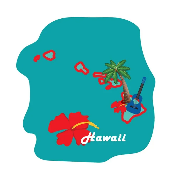 Hawaii Stat Hartă Plaja — Vector de stoc