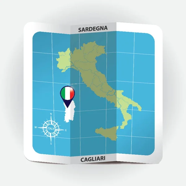 Kaartwijzer Met Aanduiding Sardegna Italiaanse Kaart — Stockvector