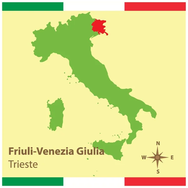 Friuli Venezia Giulia Italia Mapa — Vector de stock