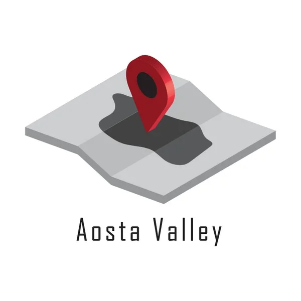 Mapa Del Valle Aosta Con Puntero Mapa — Archivo Imágenes Vectoriales