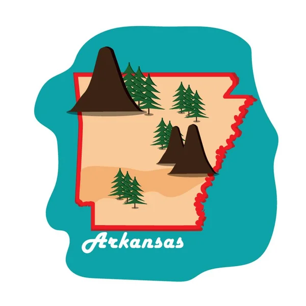 Arkansas Állam Térképe Hegyekkel — Stock Vector