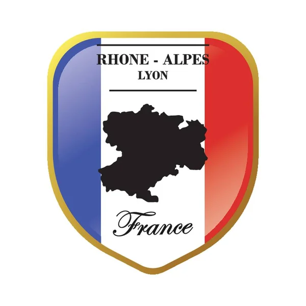 Rhone Alpes Harita Etiketi — Stok Vektör