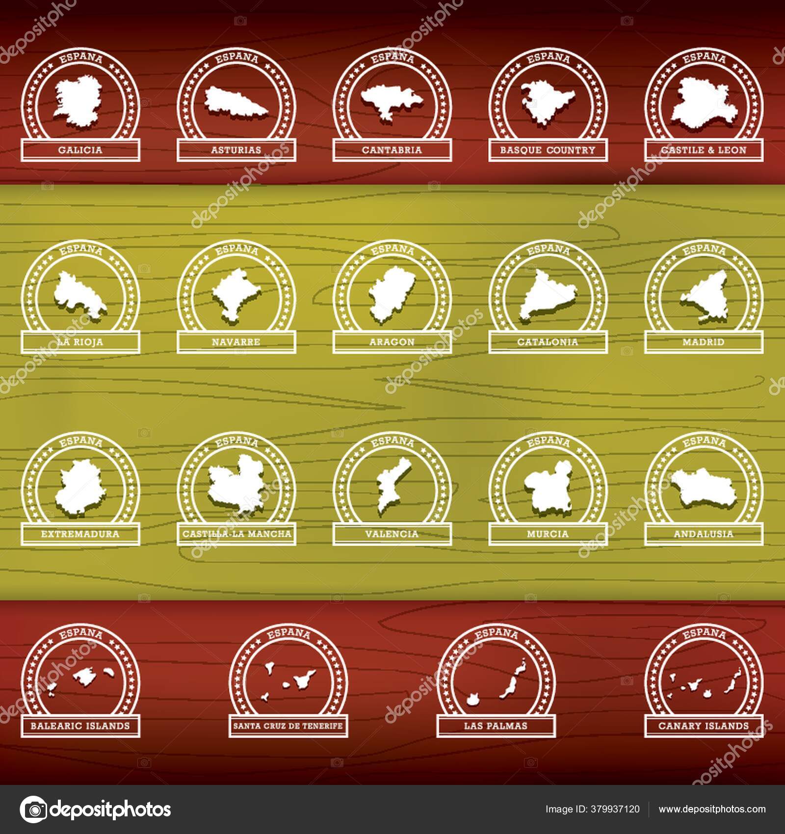 Collection Spanish Communities Cities Stock Vector Image by