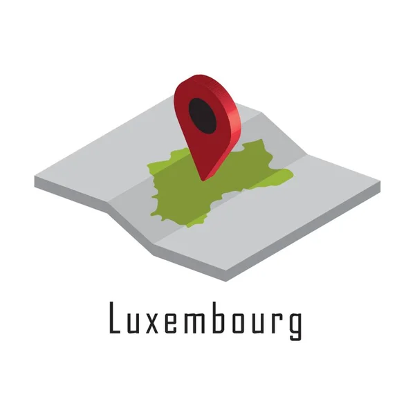 Luxemburgo Mapa Papel Com Ponteiro Mapa — Vetor de Stock