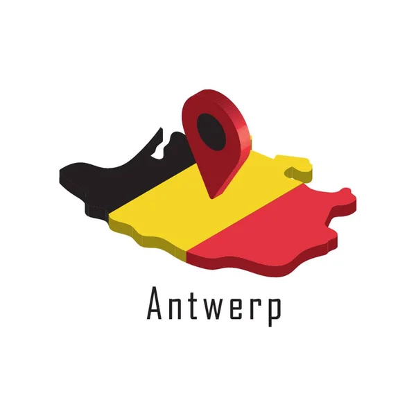 Mapa Antwerp Con Puntero Mapa — Vector de stock