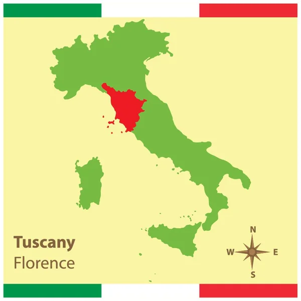 Toscana Italia Mapa — Vector de stock