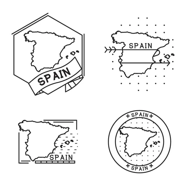 Conjunto Mapas Espanha — Vetor de Stock