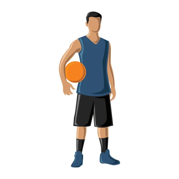 Jugador Baloncesto Sosteniendo Pelota — Vector de stock