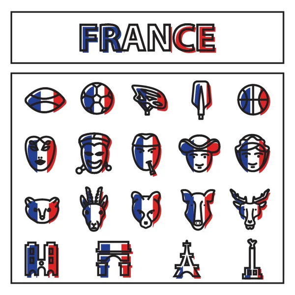 Collection France Icons — Stock Vector