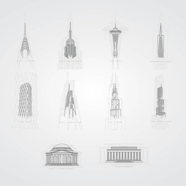 collection of famous usa landmarks clipart