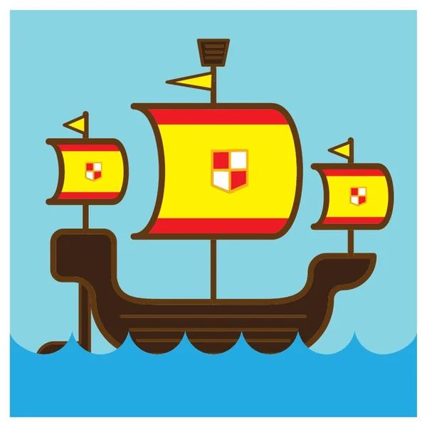 Barco Com Bandeiras Espanha — Vetor de Stock