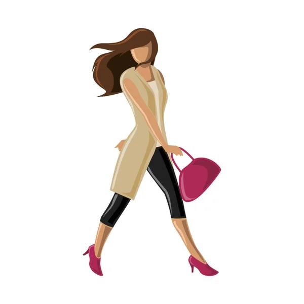 Woman Walking Handbag — Stock Vector