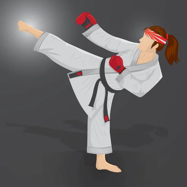 Frau Praktiziert Kampfkunst — Stockvektor