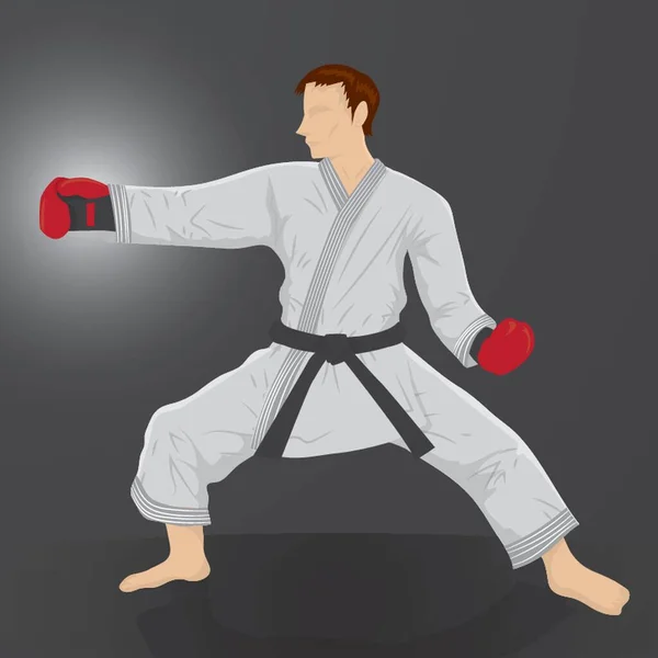 Mann Praktiziert Kampfkunst — Stockvektor