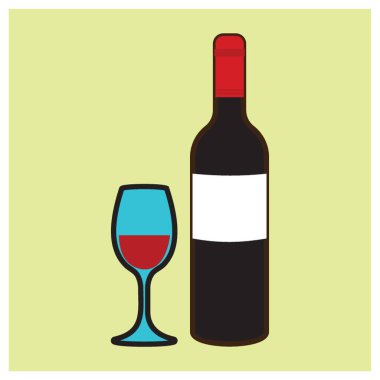 Şarap şişesi ve cam.