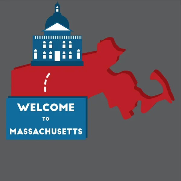 Massachusetts Eyaletine Hoş Geldiniz — Stok Vektör