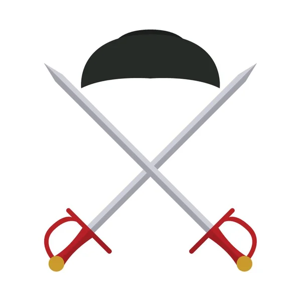 Çapraz Kılıçlı Boğa Güreşçisi Şapkası — Stok Vektör