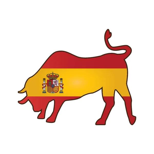Toro Con Bandera España — Vector de stock
