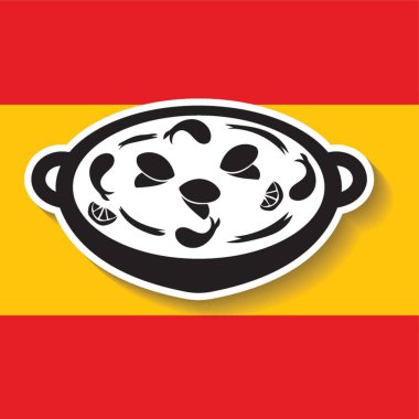İspanya bayrağı ve paella de arroz