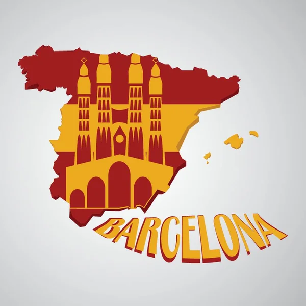 Spain Map Sagrada Familia — Stock Vector