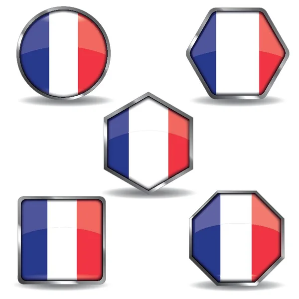 Frankreich Flagge Knöpfe Sammlung — Stockvektor