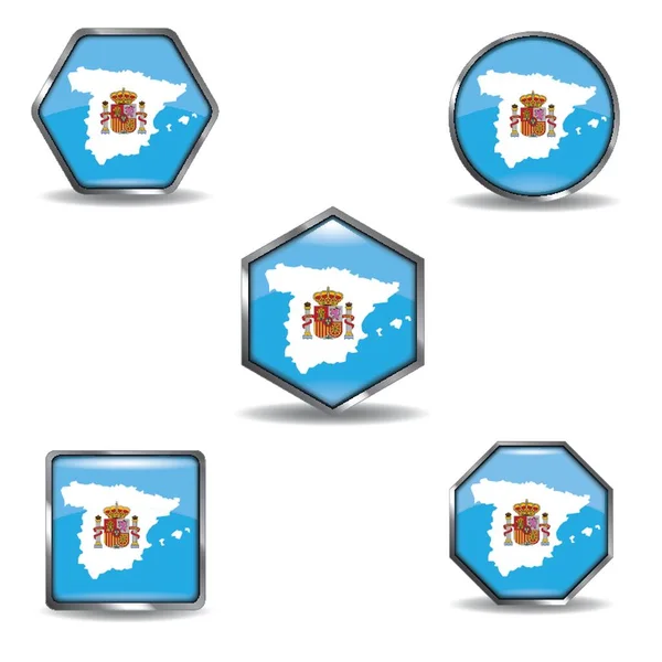 スペイン地図のボタンのセット — ストックベクタ