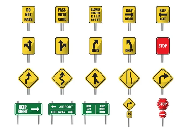 Sammlung Von Verkehrsschildern — Stockvektor