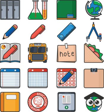 Eğitim simgeleri koleksiyonu