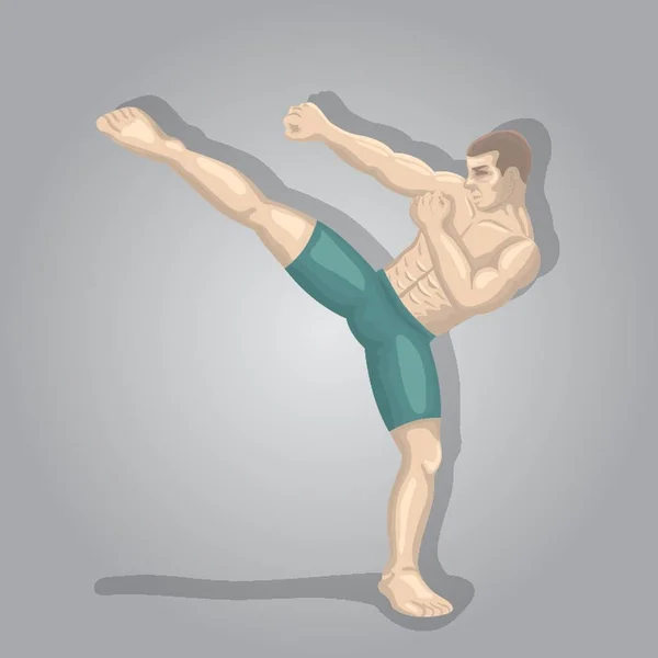 Kickboxing Player Pose — Stock Vector