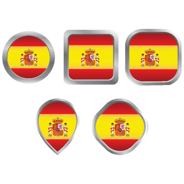 Значок Испанского Флага Установлен — стоковый вектор