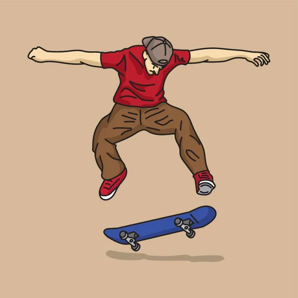 Adolescent Garçon Avec Skateboard — Image vectorielle