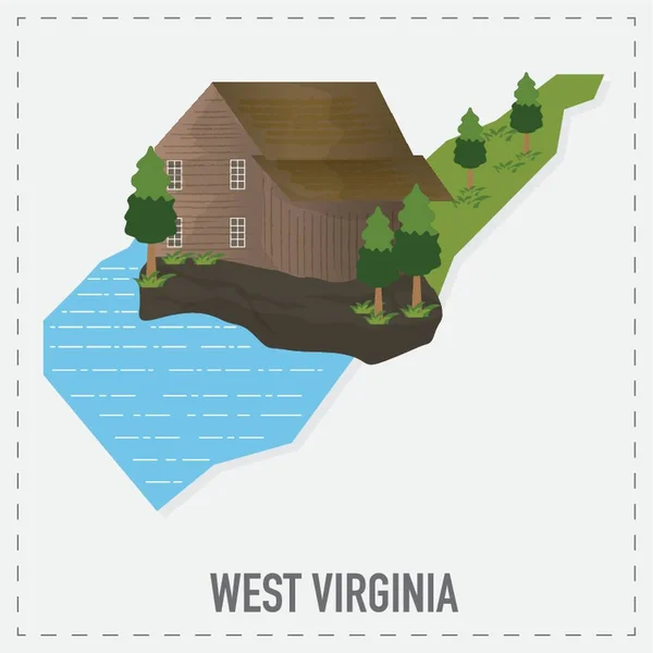West Virginia Kaart Sticker — Stockvector