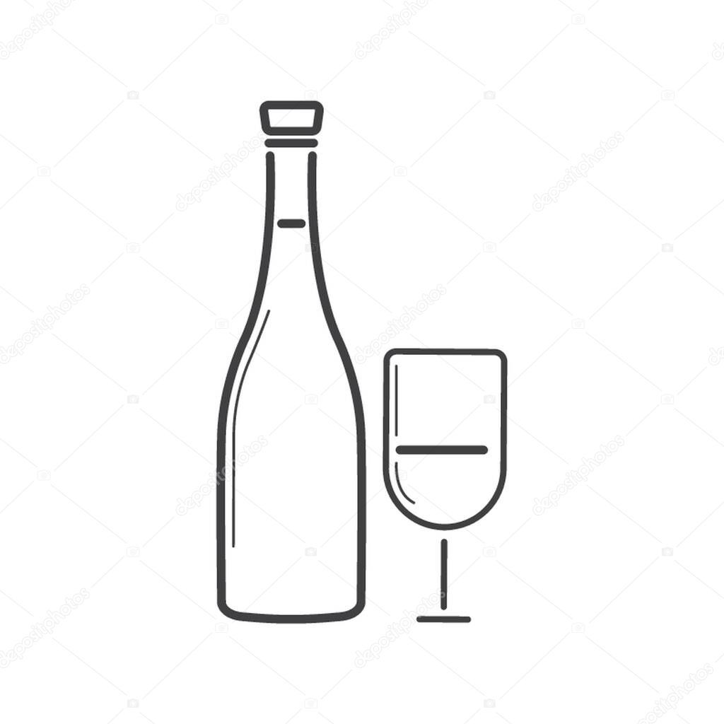 wine bottle and glass