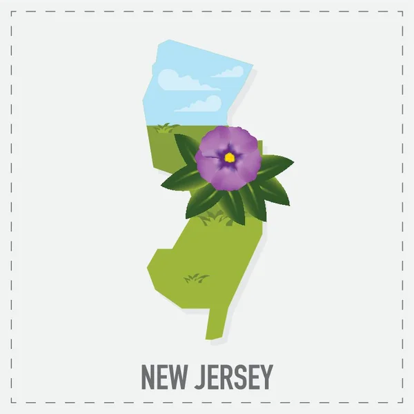 Nieuwe Jersey Kaart Sticker — Stockvector