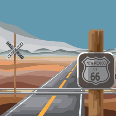 route sixty-six sign board clipart