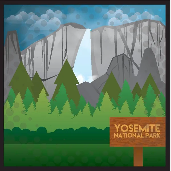 Yosemite Nemzeti Park Tapéta — Stock Vector