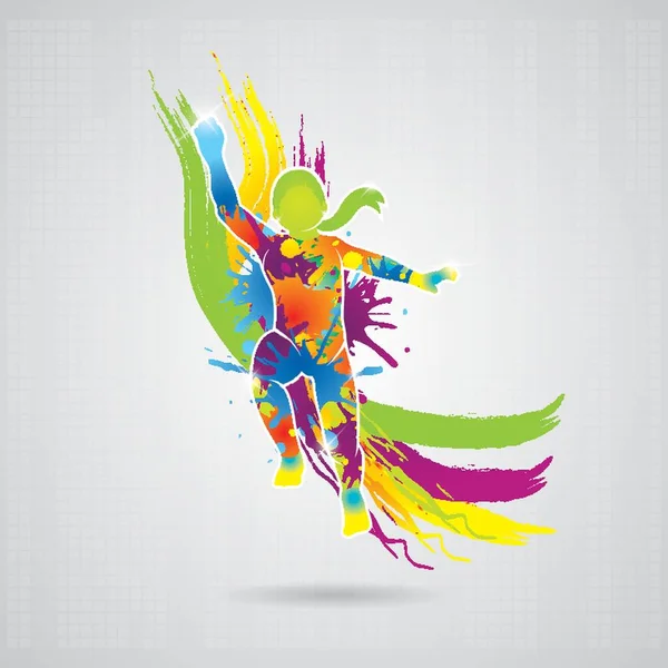 Danse Fille Avec Éclaboussure Colorée — Image vectorielle
