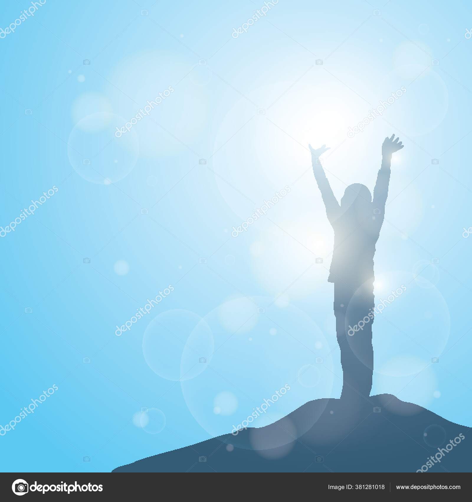 手を挙げる少年のシルエット ストックベクター C Captainvector